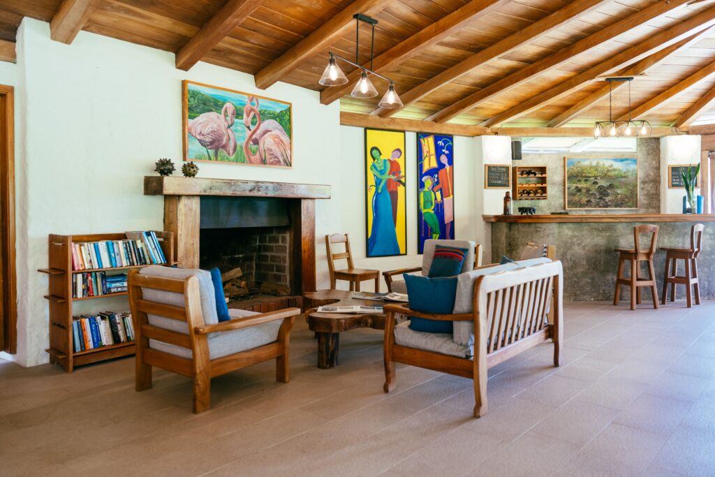 Enchanted Galapagos Lodge fireside lounge
